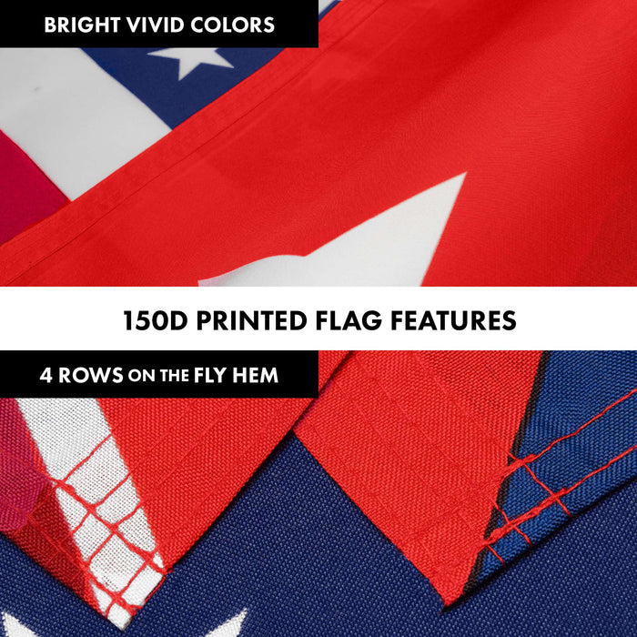 G128 Combo Pack: 6 Ft Twist Free Aluminum Spinning Flagpole (Black) & Cuba USA Friendship Flag | 3x5 Ft | LiteWeave Pro Series Printed 150D Polyester | Pole with Flag Included