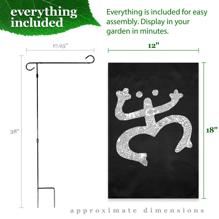 G128 36x16IN Garden Flag Stand & 12x18 Floral Coqui Frog Flag Kit