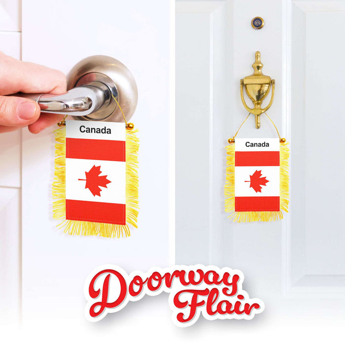 G128 2 Pack: Canada Canadian Fringy Flag | 3x5IN | Fringy Hanging Double Sided Flag with Suction Cup, Window and Car Rearview Mirror Decor