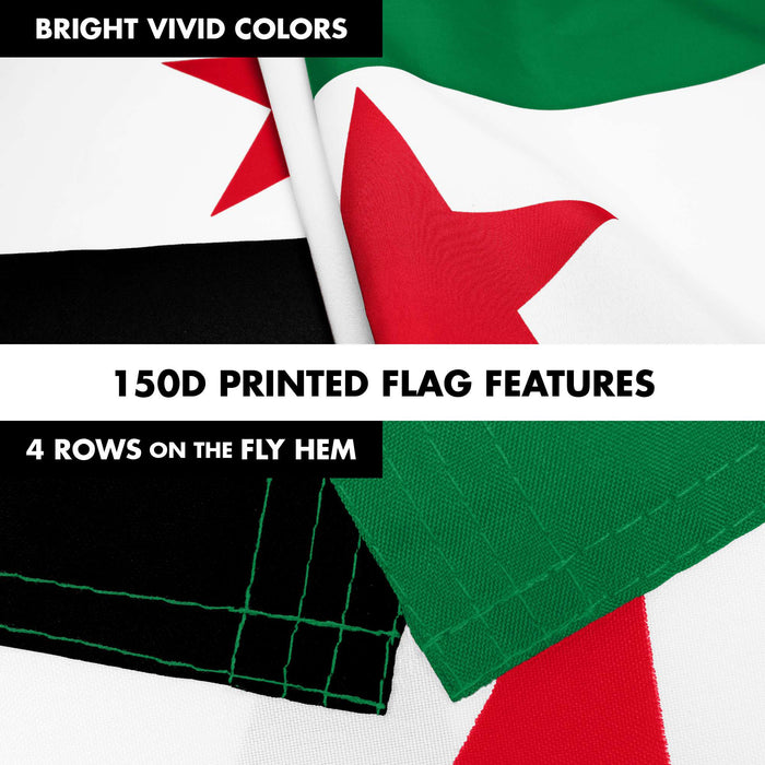 G128 Combo Pack: 6 Ft Tangle Free Aluminum Spinning Flagpole (Silver) & Republic of Syria Flag 3x5 Ft, LiteWeave Pro Series Printed 150D Polyester | Pole with Flag Included