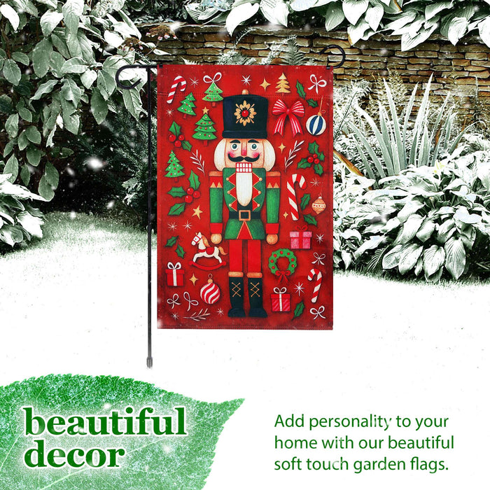 G128 36x16IN Garden Flag Stand & 12x18 Christmas Nutcracker Flag Kit
