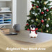 G128 resin penguin statue holding a light-up LED star, 5 inch tabletop holiday figurine