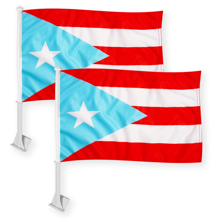 G128 2 Pack: Puerto Rico Light Blue Flag | 11x17 In | Double LiteWeave Pro Series Double Sided Printed 150D Polyester | Flagpole Included | Perfect for Festival Celebrations, Parades