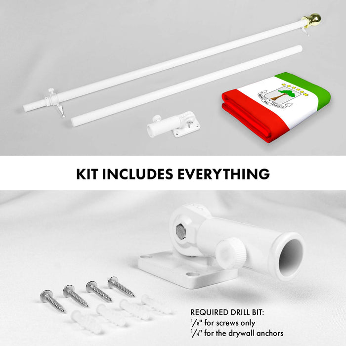 G128 Combo Pack: 6 Ft Twist Free Aluminum Spinning Flagpole (White) & Equatorial Guinea Flag | 3x5 Ft | LiteWeave Pro Series Printed 150D Polyester | Pole with Flag Included