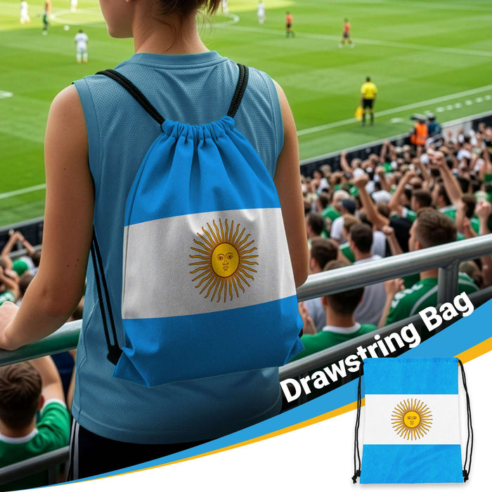 G128 World Soccer Tournament 2026 Cup Soccer Fan Set 6PCS, Argentina Fan Merch with Flag and Bracelet, Accessories for Sports Parties