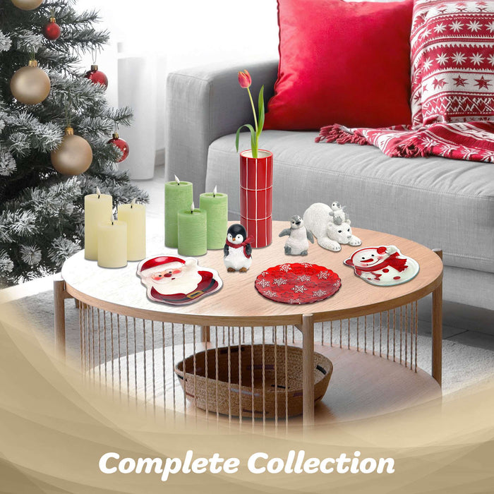 G128 red snowflake glass Christmas serving platter, 12 inch holiday plate