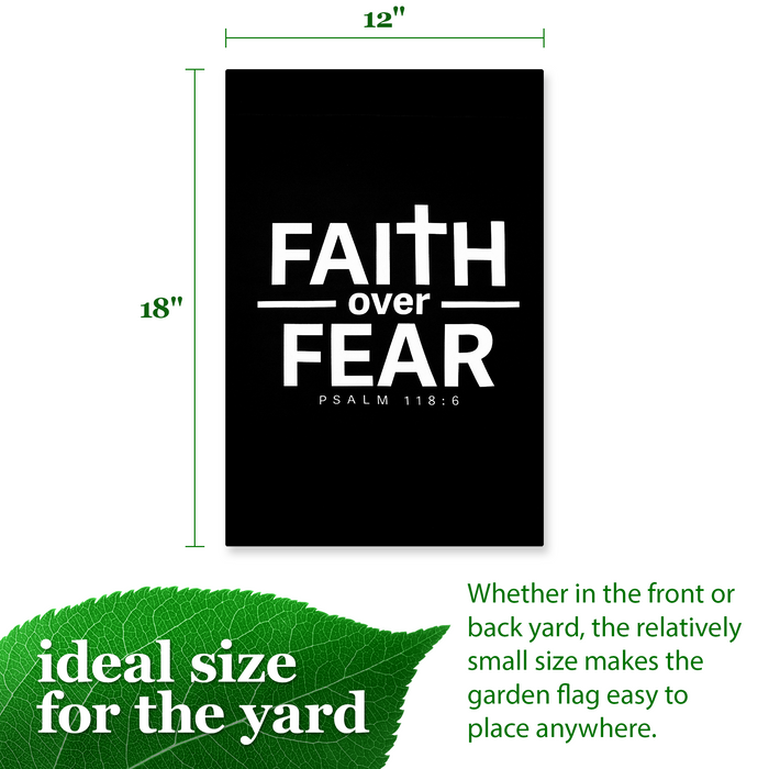 G128 Faith Over Fear Scripture Garden Flag 12x18 In Double Sided Bible Verses Yard Garden Lawn Decoration