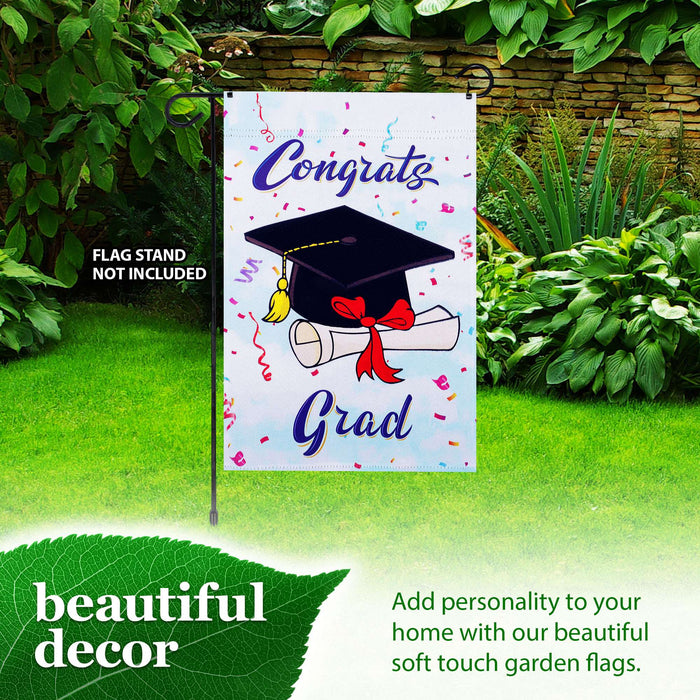 G128 Happy Graduation Congrats Cap Garden Flag 12x18 In Double Sided Graduation Yard Garden Lawn Decoration