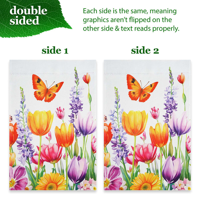 G128 36x16IN Garden Flag Stand & 12x18 Spring Tulip Butterfly Flag Kit