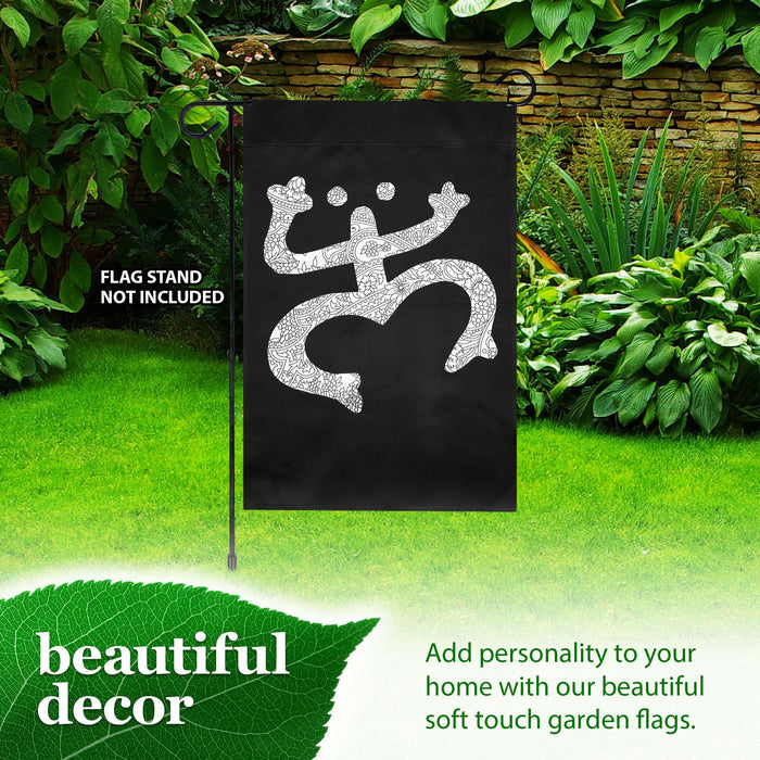 G128 Floral Coqui Frog Black Garden Flag 12x18 In Double Sided Yard Garden Lawn Decoration