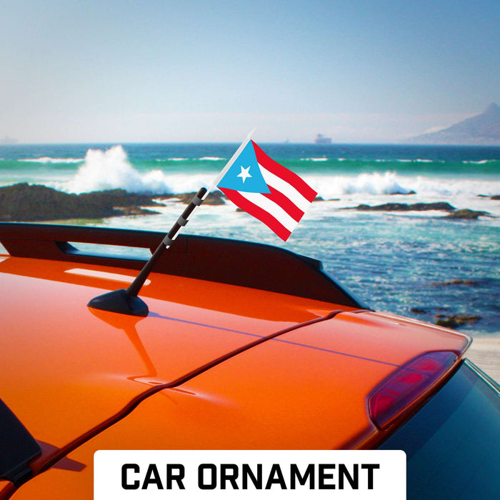 G128 Puerto Rico Light Blue Handheld Stick Flag 4"x6" (30 Pack) | Printed 150D Polyester, Solid Plastic Stick, Spear White Tip