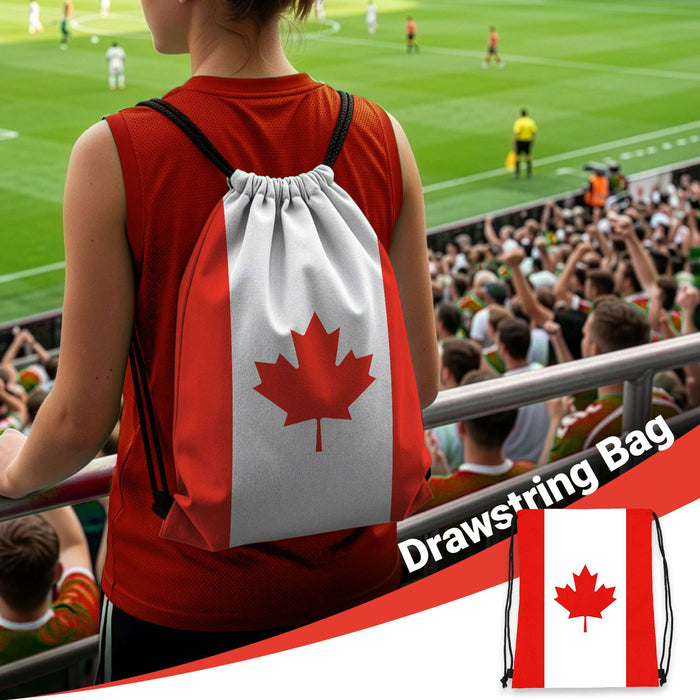 G128 World Soccer Tournament 2026 Cup Soccer Fan Set 6PCS, Canada Fan Merch with Flag and Bracelet, Accessories for Sports Parties
