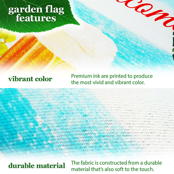 G128 Combo Pack: Garden Flag Stand 36x16IN & Garden Flag Welcome Beach Drink Printed 12x18IN Double Sided