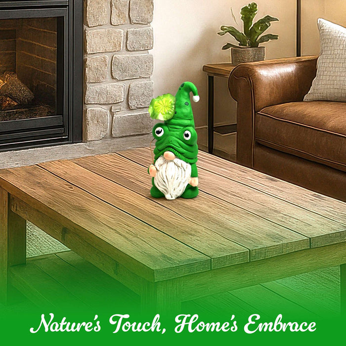 G128 resin frog gnome garden statue, 14.5 inch outdoor yard figurine