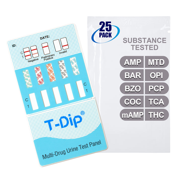 Mintegrity [25pk] 10 Panel Urine Drug Test Card for Home | High Sensitivity Substance Screening Home Detection Urine Dip Card | MT-WDOA-1104
