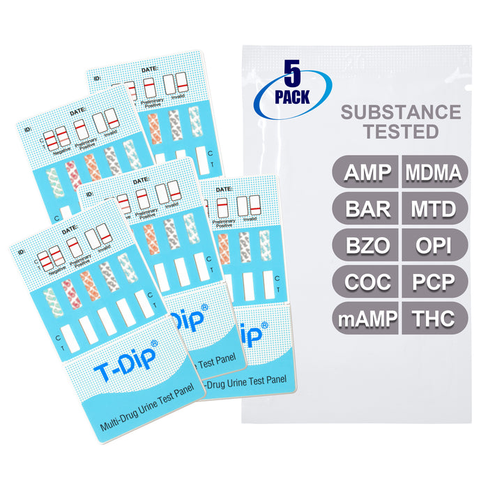 Mintegrity [5pk] 10 Panel Urine Drug Test Card for Home | High Sensitivity Substance Screening Home Detection Urine Dip Card | MT-WDOA-3104