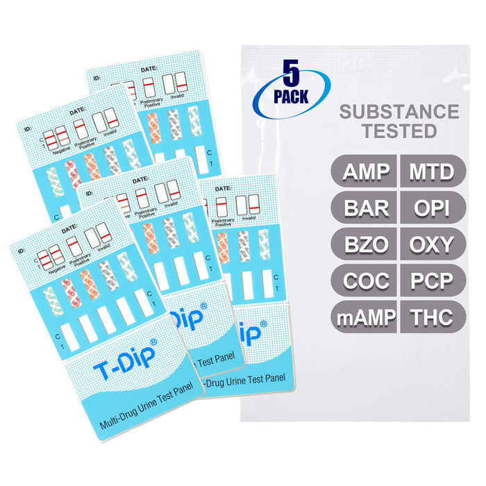 Mintegrity [5pk] 10 Panel Urine Drug Test Card for Home | High Sensitivity Substance Screening Home Detection Urine Dip Card | MT-WDOA-4104