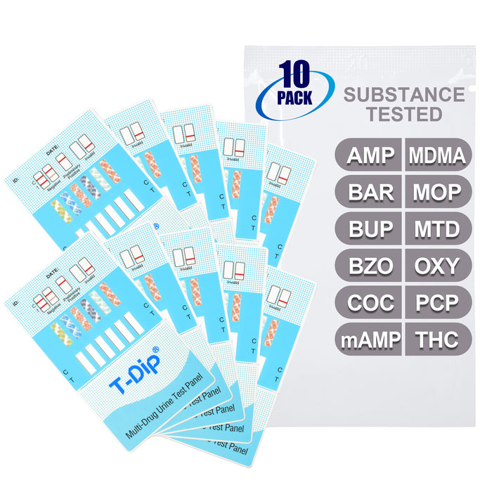 Mintegrity [10pk] 12 Panel Urine Drug Test Card for Home | High Sensitivity Substance Screening Home Detection Urine Dip Card | MT-WDOA-6125