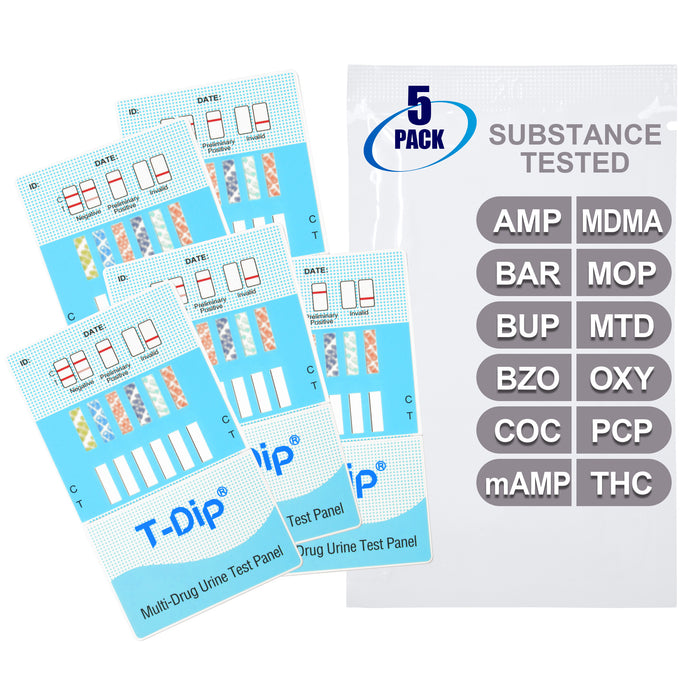 Mintegrity [5pk] 12 Panel Urine Drug Test Card for Home | High Sensitivity Substance Screening Home Detection Urine Dip Card | MT-WDOA-6125