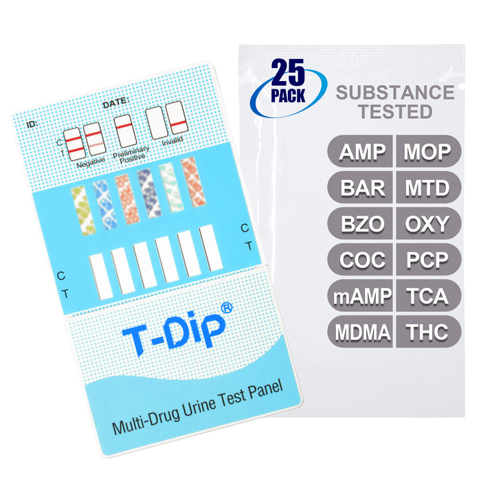 Mintegrity [25pk] 12 Panel Urine Drug Test Card for Home | High Sensitivity Substance Screening Home Detection Urine Dip Card | MT-WDOA-7125