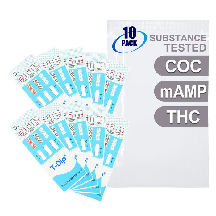 Mintegrity [10pk] 3 Panel Urine Drug Test Card for Home | High Sensitivity Substance Screening Home Detection Urine Dip Card | MT-WDOA-234