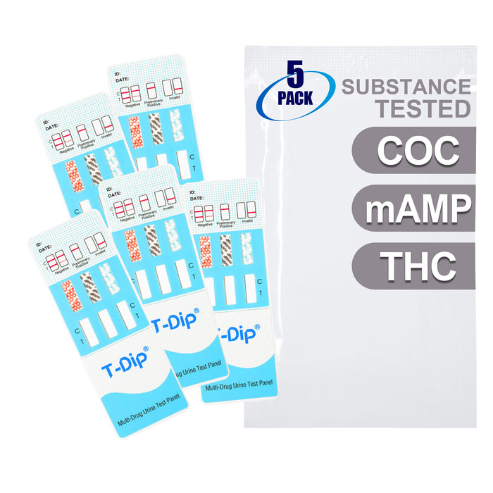 Mintegrity [5pk] 3 Panel Urine Drug Test Card for Home | High Sensitivity Substance Screening Home Detection Urine Dip Card | MT-WDOA-234