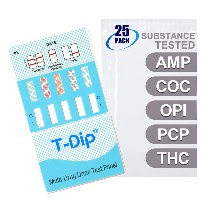 Mintegrity [25pk] 5 Panel Urine Drug Test Card for Home | High Sensitivity Substance Screening Home Detection Urine Dip Card | MT-WDOA-154