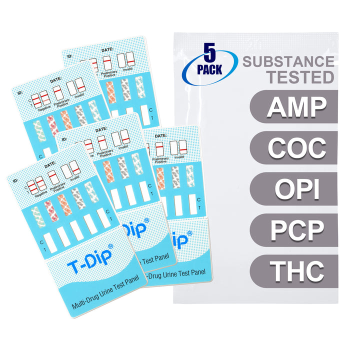 Mintegrity [5pk] 5 Panel Urine Drug Test Card for Home | High Sensitivity Substance Screening Home Detection Urine Dip Card | MT-WDOA-154