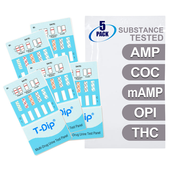 Mintegrity [5pk] 5 Panel Urine Drug Test Card for Home | High Sensitivity Substance Screening Home Detection Urine Dip Card | MT-WDOA-254