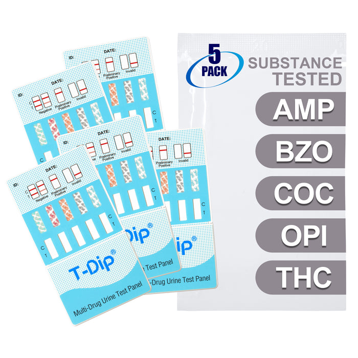Mintegrity [5pk] 5 Panel Urine Drug Test Card for Home | High Sensitivity Substance Screening Home Detection Urine Dip Card | MT-WDOA-754