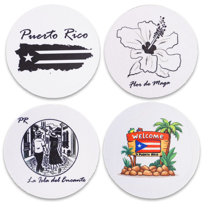 Puerto Rico Coaster Set of 4 | Soft Fabric Drink Coasters | Puerto Rico Gift | Island Souvenir | Home Decor