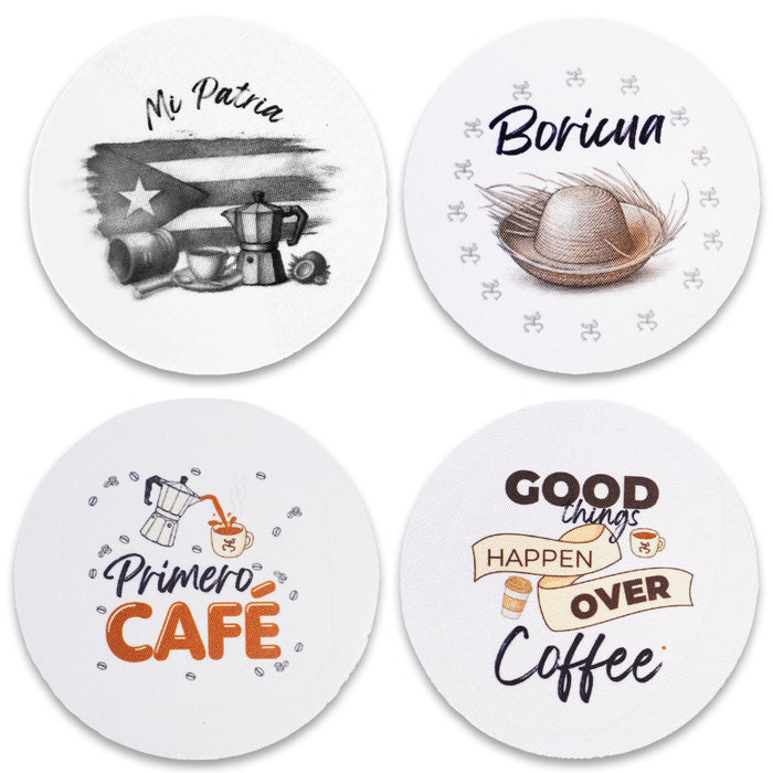 Puerto Rico Coffee Fabric Coaster Set of 4 | Boricua Coffee Coasters | Puerto Rico Gift | Coffee Lover Gift