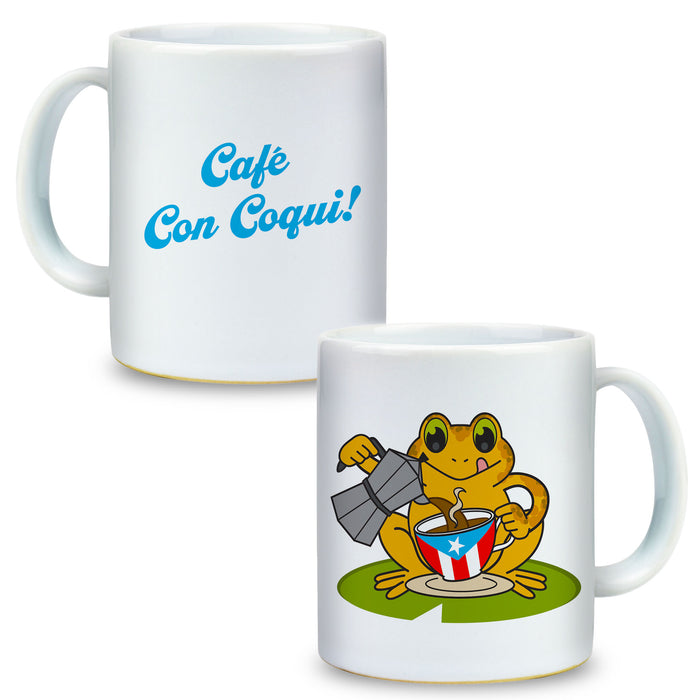 Café Con Coquí 11oz Coffee Mug | Puerto Rico Ceramic Mug | Boricua Gift