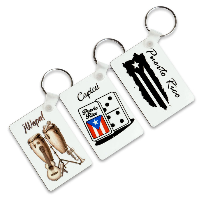 Puerto Rico Keychain Set | Boricua Key Ring | Puerto Rico Souvenir | Double-Sided Keychain | Puerto Rican Gift