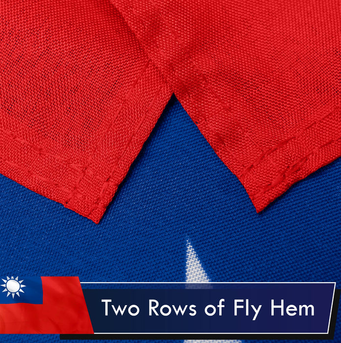 G128 3 Pack: Taiwan Taiwanese Flag | 5x8 Ft | LiteWeave Series Printed 100D Polyester | Indoor/Outdoor, Vibrant Colors, Brass Grommets