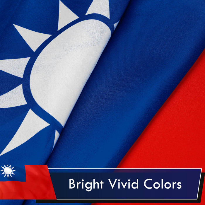 G128 3 Pack: Taiwan Taiwanese Flag | 3x5 Ft | LiteWeave Series Printed 100D Polyester | Indoor/Outdoor, Vibrant Colors, Brass Grommets