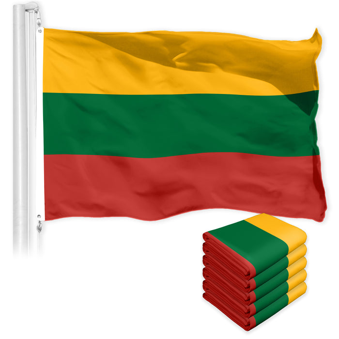 Lithuania Lithuanian Flag 3x5 Ft 5-Pack Printed 150D Polyester
