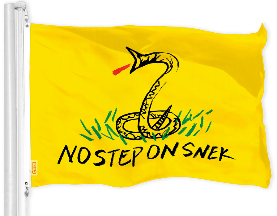 G128 No Step on Snek Flag | 3x5 Ft | LiteWeave Pro Series Printed 150D Poly | Novelty Flag, Indoor/Outdoor, Vibrant Colors, Brass Grommets