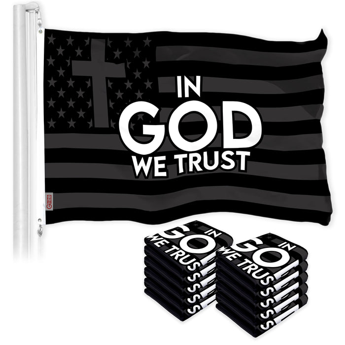 G128 10 Pack: In God We Trust Patriotic Flag | 3x5 Ft | LiteWeave Pro Series Printed 300D Polyester | Bible Verses Flag, Indoor/Outdoor, Vibrant Colors, Brass Grommets