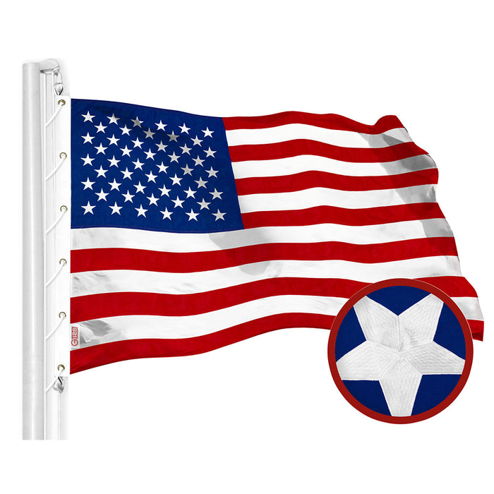 G128 15x25 Ft American USA Flag Deluxe TearProof Series, Featuring Super Tough Spun Polyester, Embroidered Stars, American Flag For Outside High Winds