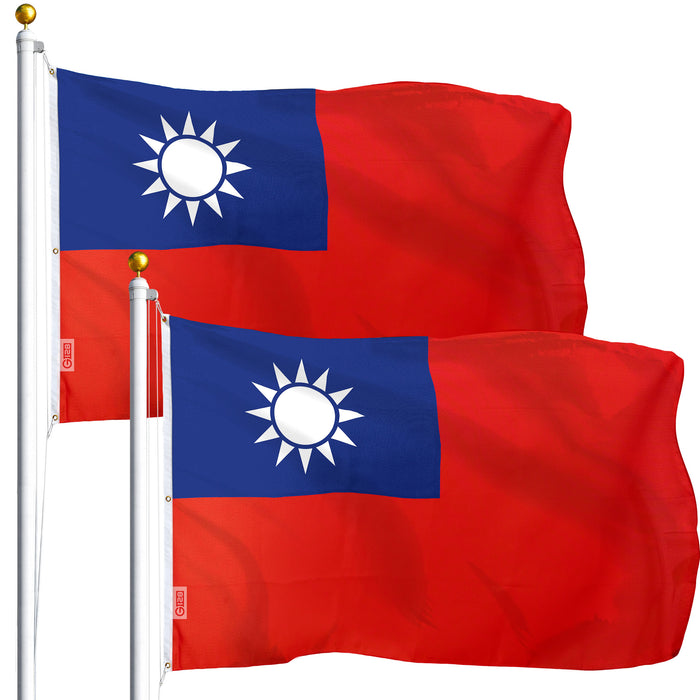 G128 2 Pack: Taiwan Taiwanese Flag | 5x8 Ft | LiteWeave Series Printed 100D Polyester | Indoor/Outdoor, Vibrant Colors, Brass Grommets
