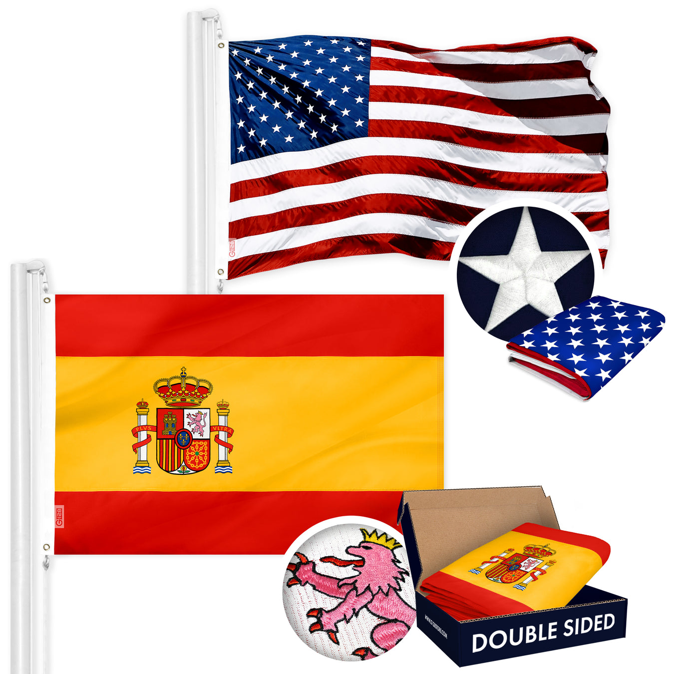 210D Double Sided International Flags