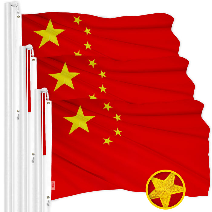 China Chinese Flag 3x5 Ft 3-Pack Embroidered Polyester By G128