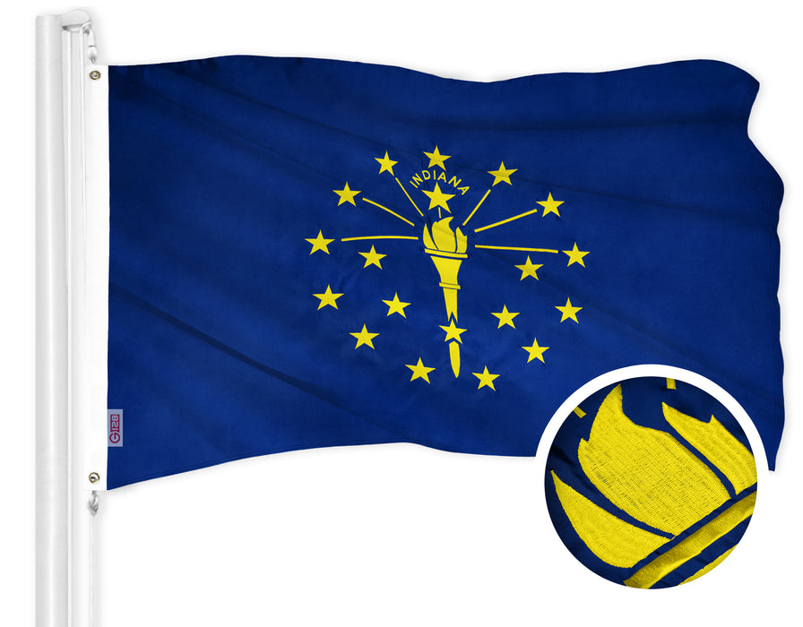 Indiana State Flag 300D Embroidered Polyester 3x5 Ft