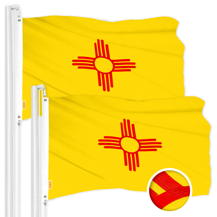 G128 2 Pack: New Mexico NM  | 4x6 Ft | ToughWeave Series Embroidered 300D Polyester | Embroidered Design, Indoor/Outdoor, Brass Grommets