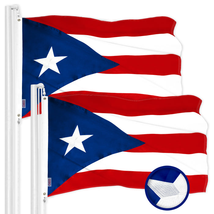 G128 2 Pack: Puerto Rico Puerto Rican Flag | 4x6 Ft | ToughWeave Series Embroidered 300D Polyester | Embroidered Design, Indoor/Outdoor, Brass Grommets