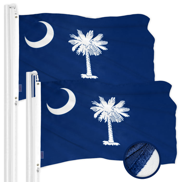 G128 2 Pack: South Carolina SC State Flag | 4x6 Ft | ToughWeave Series Embroidered 300D Polyester | Embroidered Design, Indoor/Outdoor, Brass Grommets