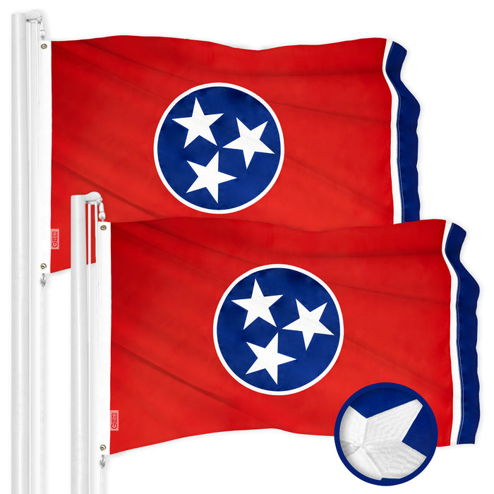G128 2 Pack: Tennessee TN  | 2x3 Ft | ToughWeave Series Embroidered 300D Polyester | Embroidered Design, Indoor/Outdoor, Brass Grommets