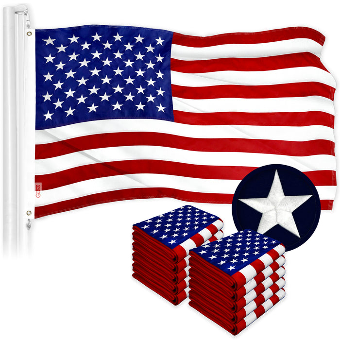 G128 10 PACK: American Flag 210D Embroidered Polyester 3x5 Ft