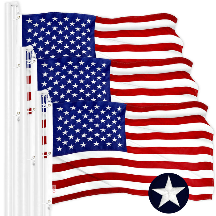 USA American Flag 6x10FT 3-Pack Embroidered Polyester By G128